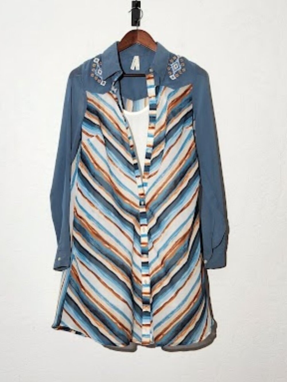 Roper Women's Long Sleeve Sheer "Studio West" Shirt Dress in size Small